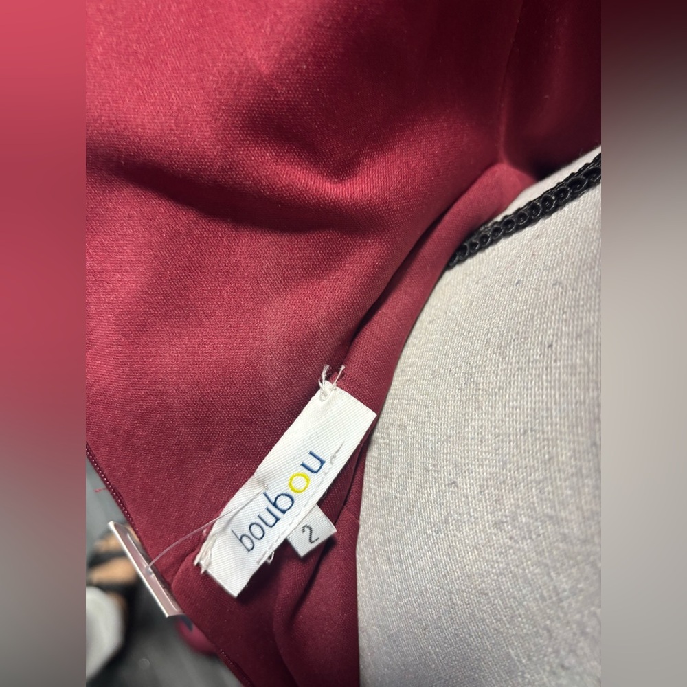 BOUBOU DRESS Off-Shoulder Burgundy Size:2 - Picture 8 of 9